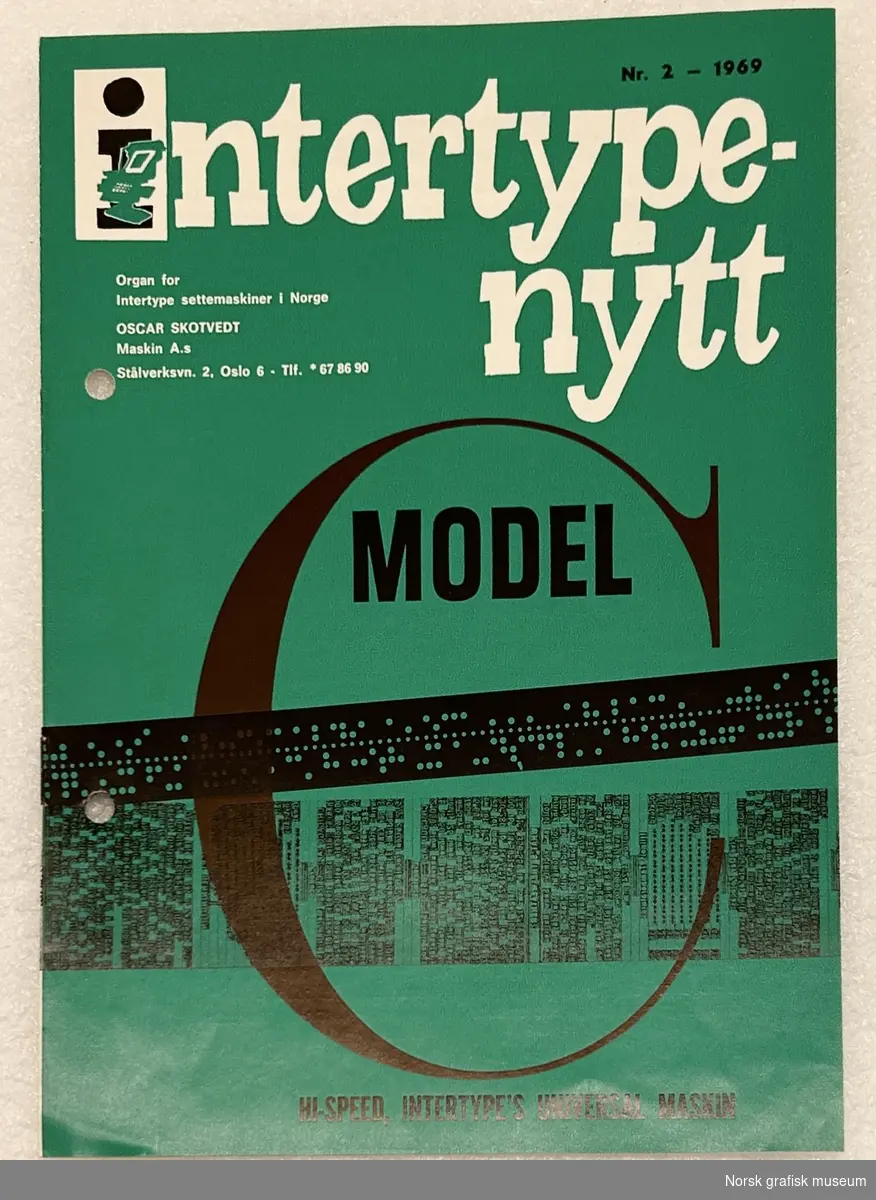 Tidsskriftet Intertype-nytt. Organ for Intertype settemaskiner i Norge.
Nr. 2, 1969