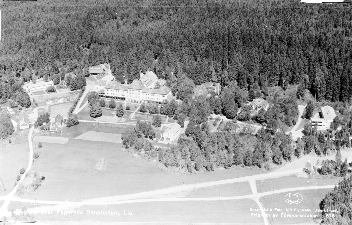 Flygfoto över Fagereds sanatorium, Halland