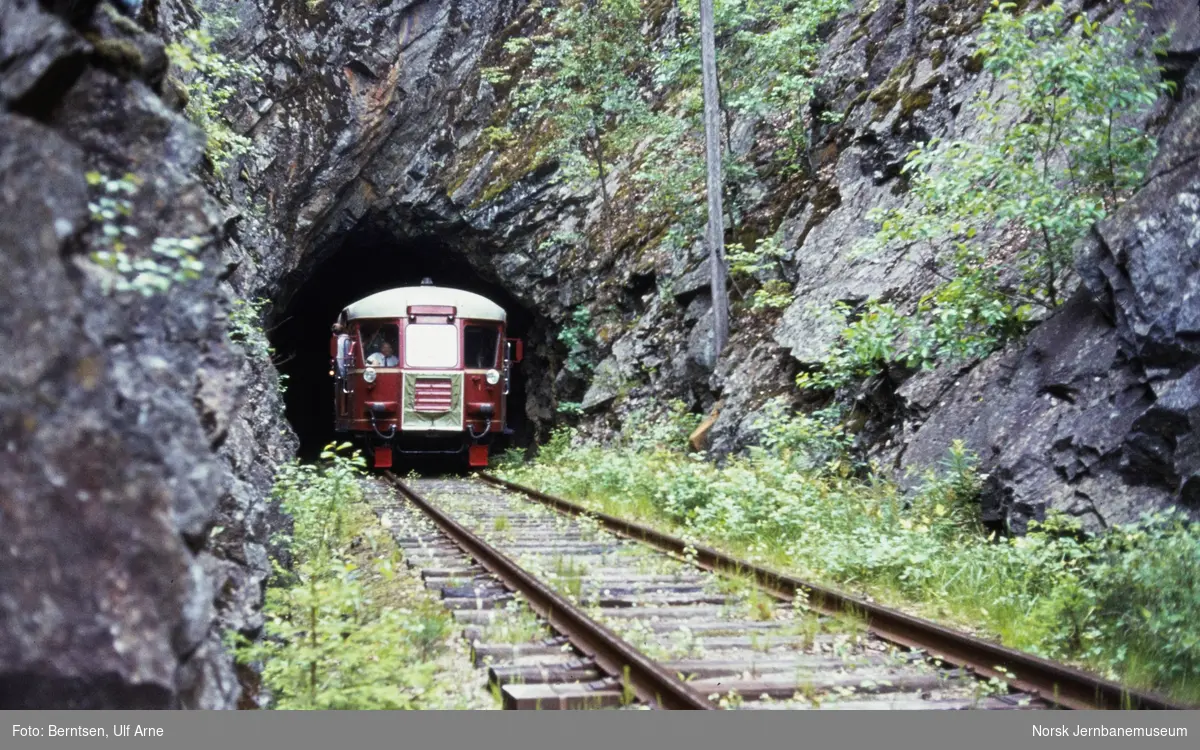 Dieselmotorvogn BM 87 08 på nedlagte Treungenbanen ved Fiskådal tunnel