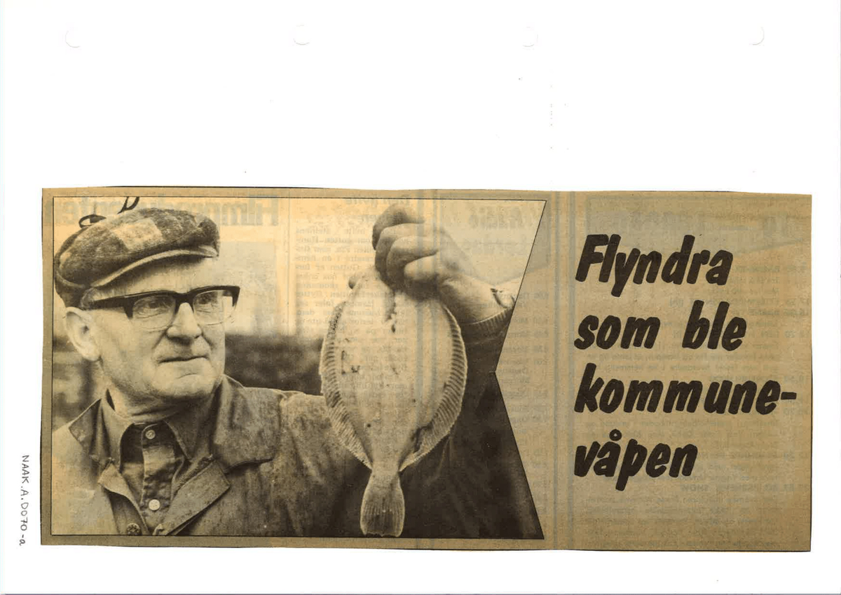 a: Foto av Odd Sundfær og en flyndre
c: Foto av Odd Sundfær som fisker. 
d: Foto av Odd Sundfær i båten som fisker