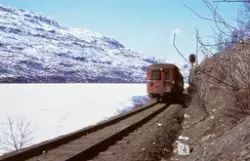 Sulitjelmabanens dieselmotorvogn SULITELMA med persontog til