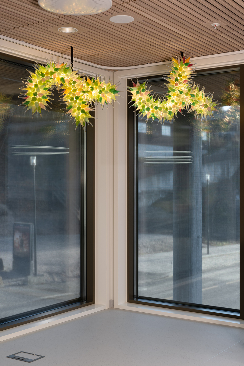 Tuva Gonsholt har, med inspirasjon fra sin egen hage, utviklet kunstprosjektet Buskvekster til Kverndalen bo- og dagsenter i Skien. Med rødkattebusk som referanse har hun laget er takhengt grenliknende installasjon med glassobjekter og lys som skal henge i musikkrommet, nær vinduer slik at den vil være godt synlig også fra gaten utenfor. 

Skulpturen består av håndblåste glasselementer satt sammen til en komposisjon som henger fra taket og er belyst innenfra. 