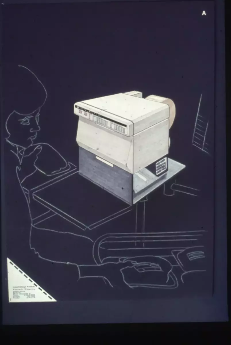 Diabilderna visar printern Compulabeler C430. Analys av arbetsplatsens ergonomi, kåpans uppbyggnad och förslag på design, färdig produkt samt trycksaker med olika varianer på printern.