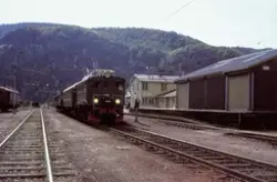 Elektrisk lokomotiv El 5 2039 med veterantog fra Stavanger t