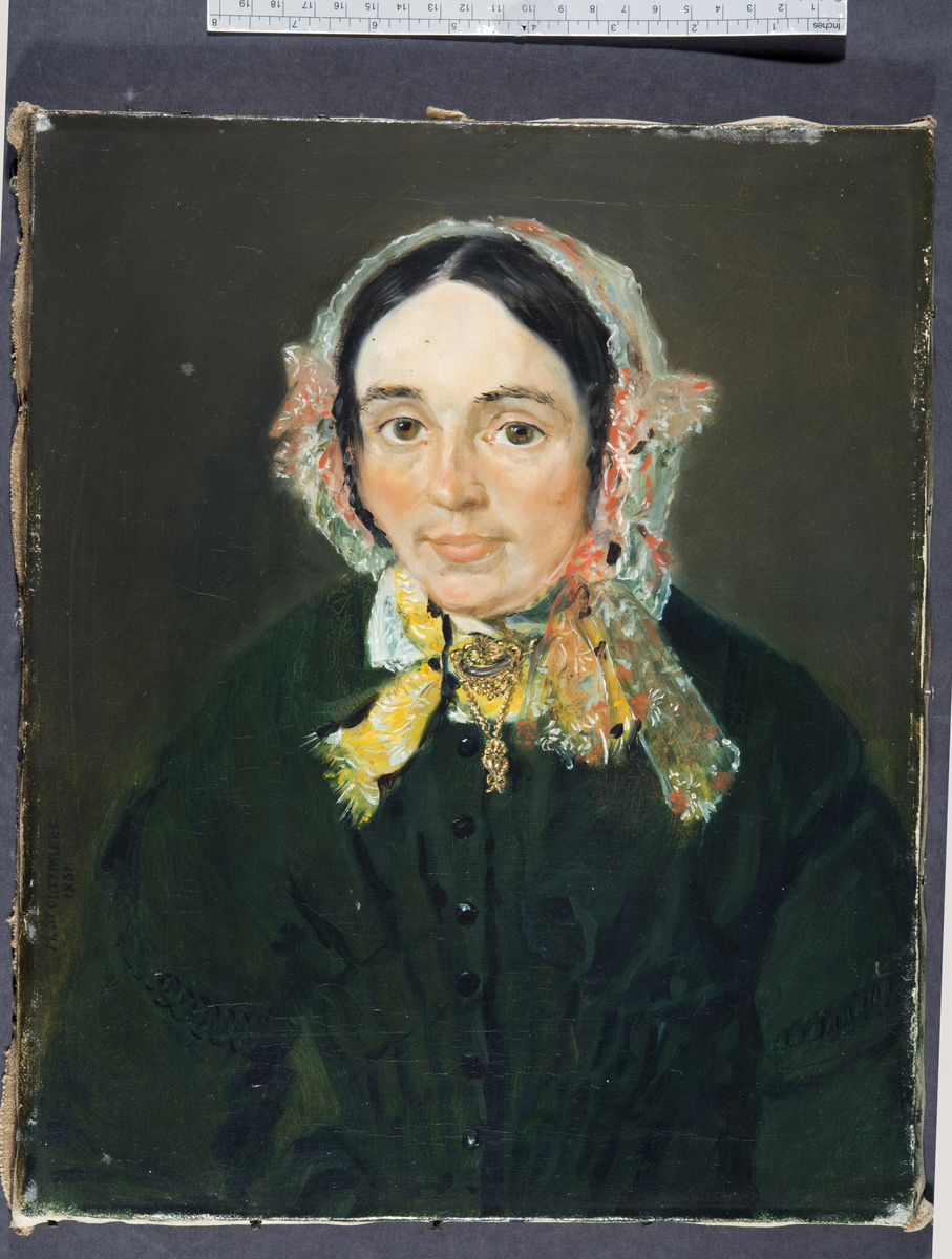 Portrettmaleri av Barbara Elisabeth Stabel (1812-1884) født Borchgrevink, Fagervik, Hamar, malt av Mathias Stoltenberg i 1857,