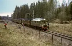 Elektrisk lokomotiv El 5 2039 med veterantog mellom Jaren og