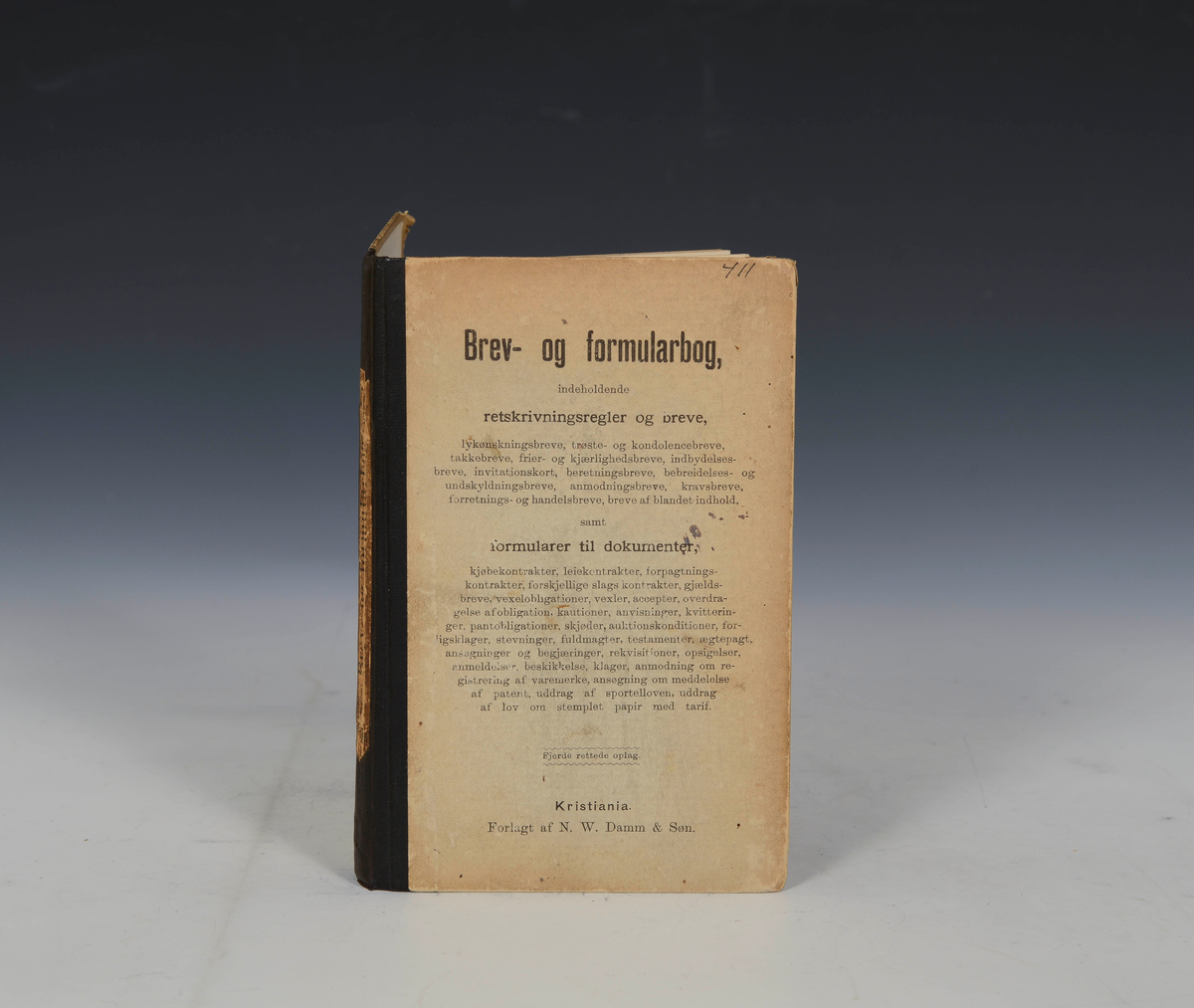 Prot: Brev- og formularbog etc. 4de rettede oplag. Kristiania 1898. VIII + 200 s.