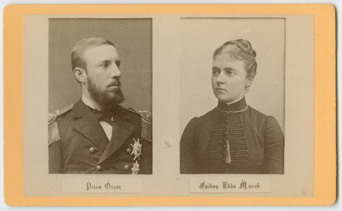 Porträtt på Ebba Munck af Fulkila ( Prinsessan Ebba Bernadotte) och H. K. H Prins Oscar Bernadotte.