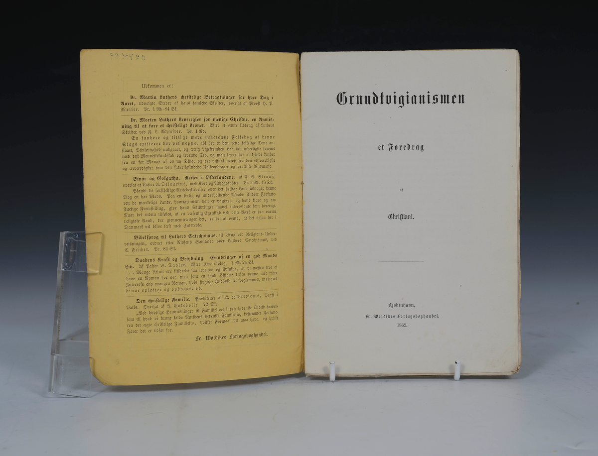 Christiani Grundtvigianismen, et Foredrag. Kbhv. 1862.