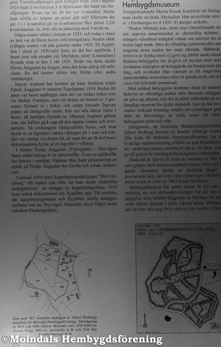 Åbykullen i Åby, Mölndal, år 1935. Trädgårdsarkitekt Martin Krook skrev en artikel i Faesbiaergha nr 4 1935 om Åbykullen och om hur man skulle utveckla den.