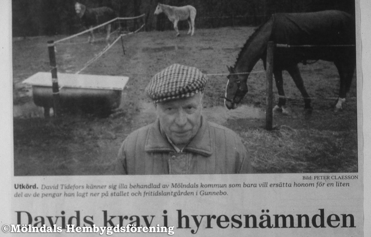 Gunnebo i Mölndal den 13 september 1995. Artikel från GP Mölndal/Härryda: Davids krav i hyresnämnden (Tidefors).