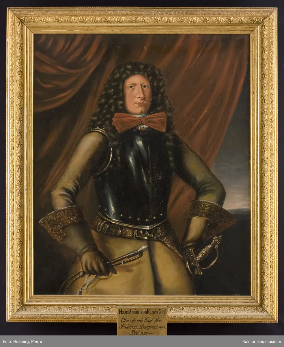 Porträtt av Hans Andersson Ramsvärd (d. 1688), överste och chef för Smålands dragoner 1676.