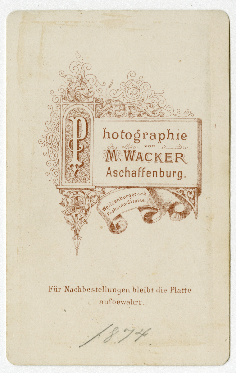 Foto av kammerherre Fredrik Faye i 1874, tatt i Tyskland