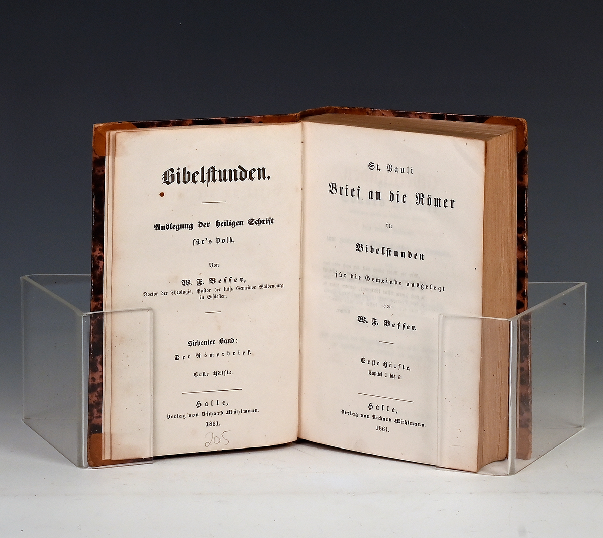 Besser, W. F.  Bibelstunden. Halle. 

VII 1861