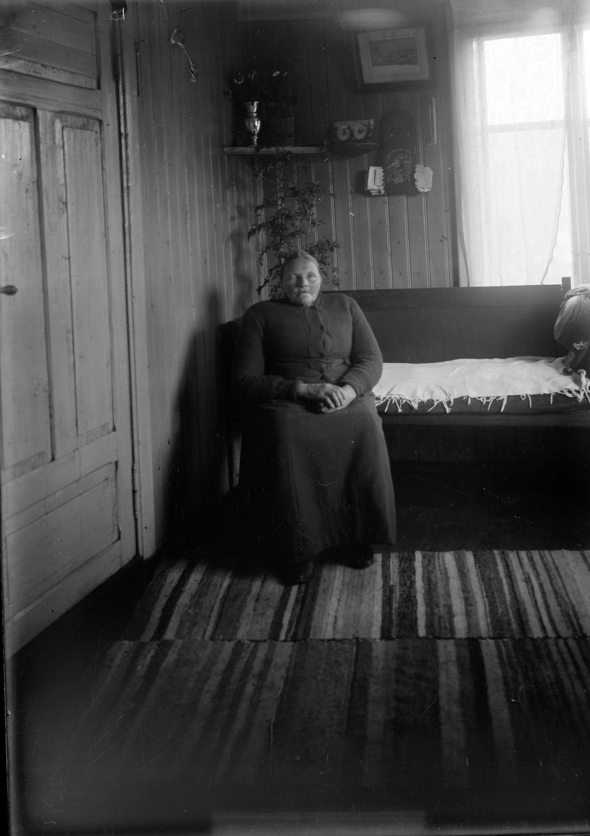 Portrett av eldre kvinne.

Fotosamling etter fotograf og skogsarbeider Ole Romsdalen (f. 23.02.1893).