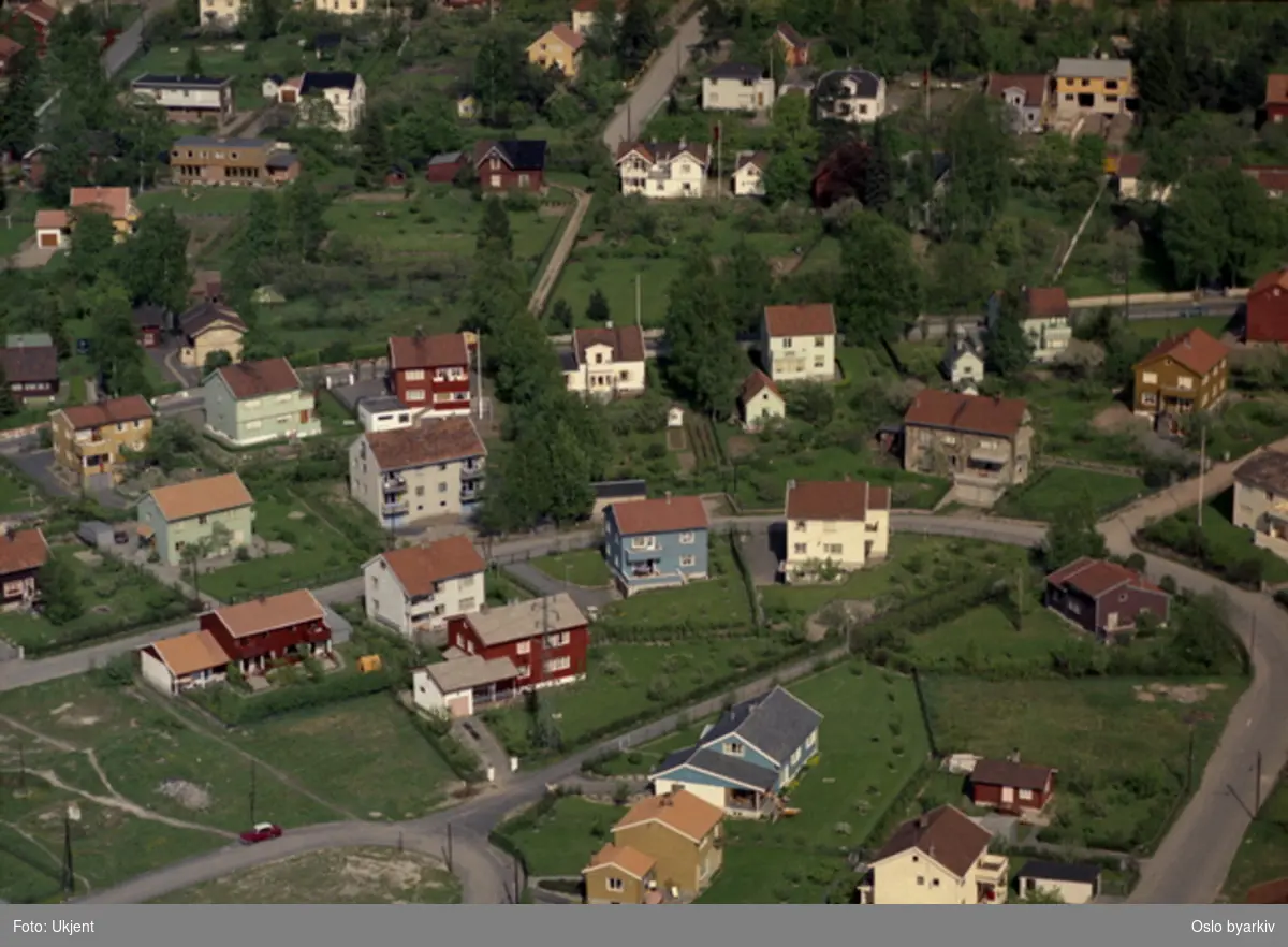 Villabebyggelse på Grefsen. Nordlysveien, Jupiterveien, Kjelsåsveien, Nordhagaveien (Flyfoto)