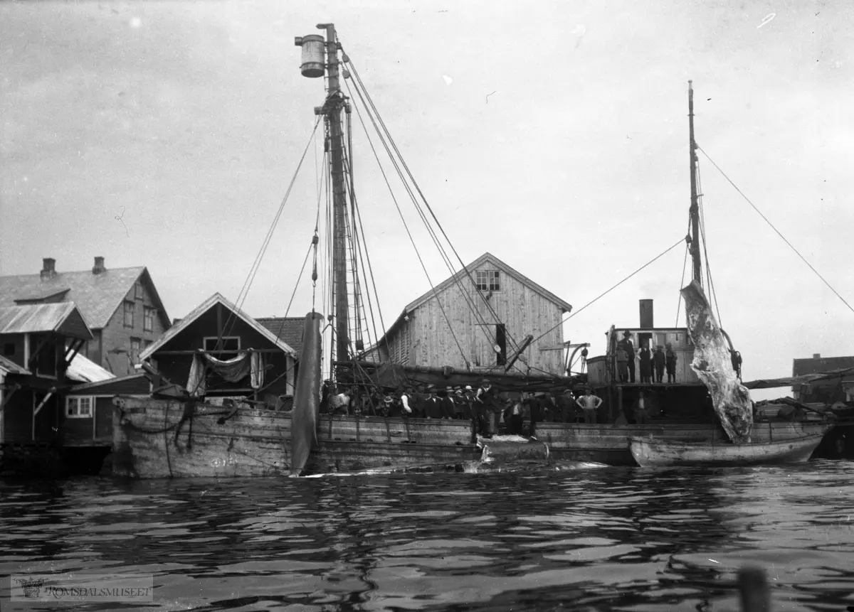 Bildet tatt før stasjonen ble påbegynt i 1925..Torinahuset ses til venstre..Båten er trolig Vikertangen..(Før 1922 siden båten ikke er fiskeriregistrert).