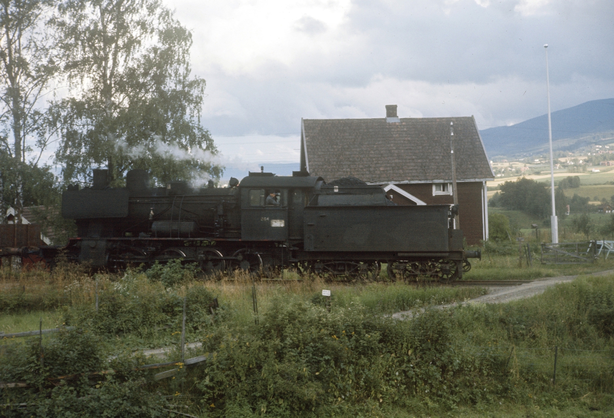Godstog underveis på Skreiabanen. Damplok type 24b nr. 264.