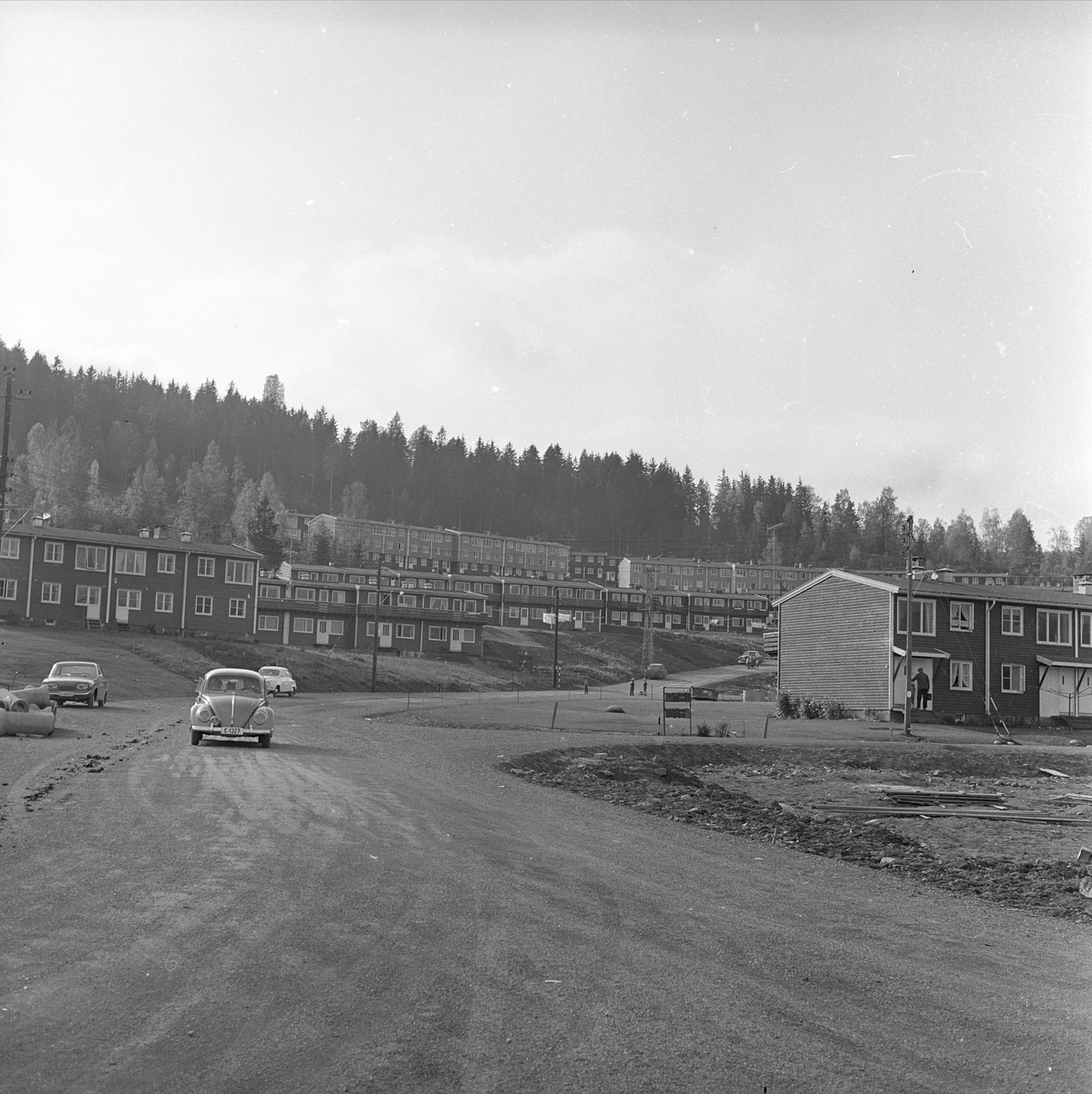 Antatt Bærum, Akershus, oktober 1962. Kirkerud bolig-byggelag. Rekkehus.