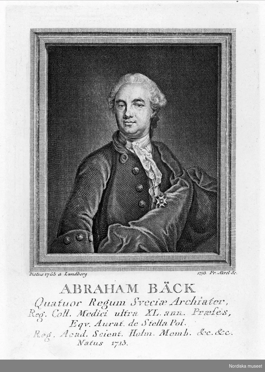 Porträtt av Abraham Bäck, läkare, livmedikus (1713-1795).