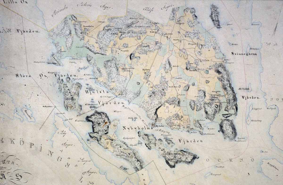 Karta över Enköpings-Näs socken, Uppland, daterad1855 - 1856