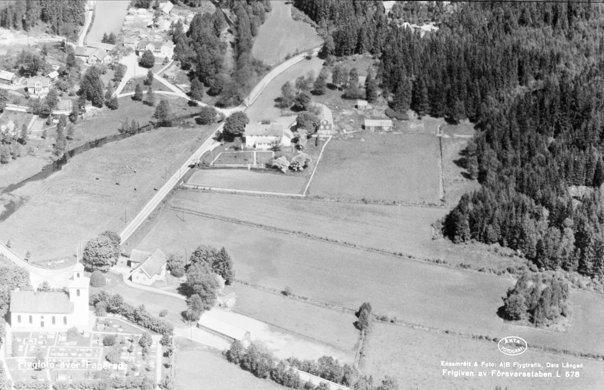 Flygfoto över Fagered, Halland 1950