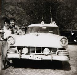 Den  "nye" sykebilen i Mandal ca 1955-60 kjørt av blandt and