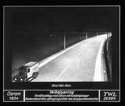 Veiebelysning, mellom Köln og Bonn med Osram lastebil, 1934