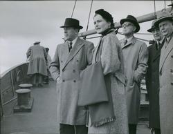 Gjester på dekk på passasjer- og lasteskipet M/S Braemar, B/