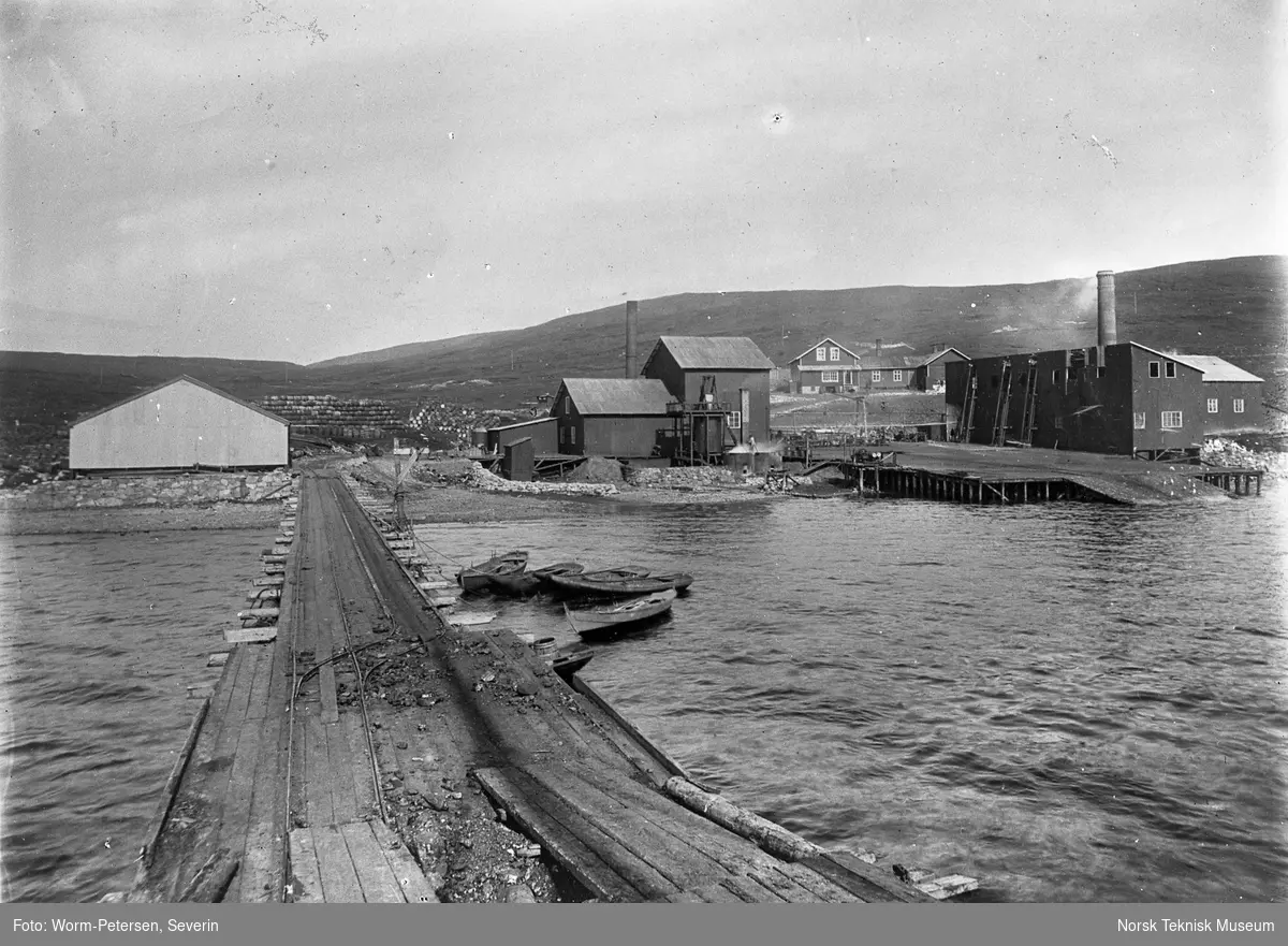 Olna Station i Olnafirth på Shetland, tilhørende Olna Whaling Co. (Chr. Salvesens & Co), sommeren 1906.