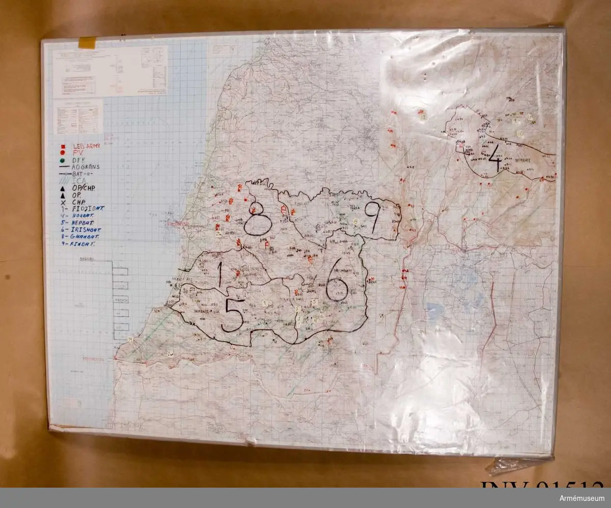 Karta över Libanon med bataljonsplaceringar.