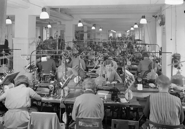Interiör från Tigers fabrik på Södra Hamngatan 1937
