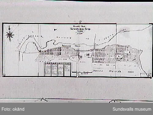 Karta över Sundsvall 1776 av J Törnsten. - Sundsvalls museum /  DigitaltMuseum