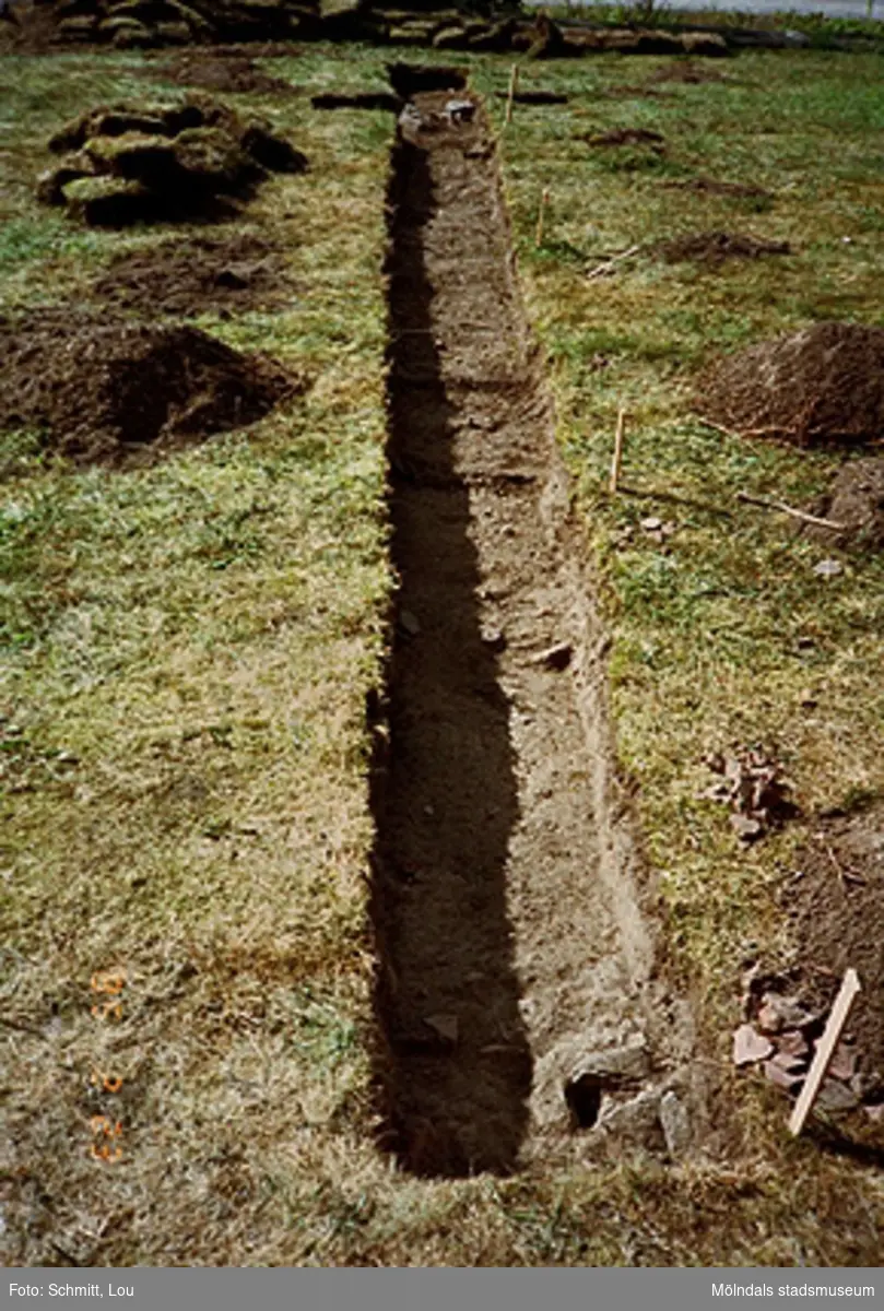 Drivhuset "B", arkeologisk utgrävning vid Gunnebo slott, augusti 1995.