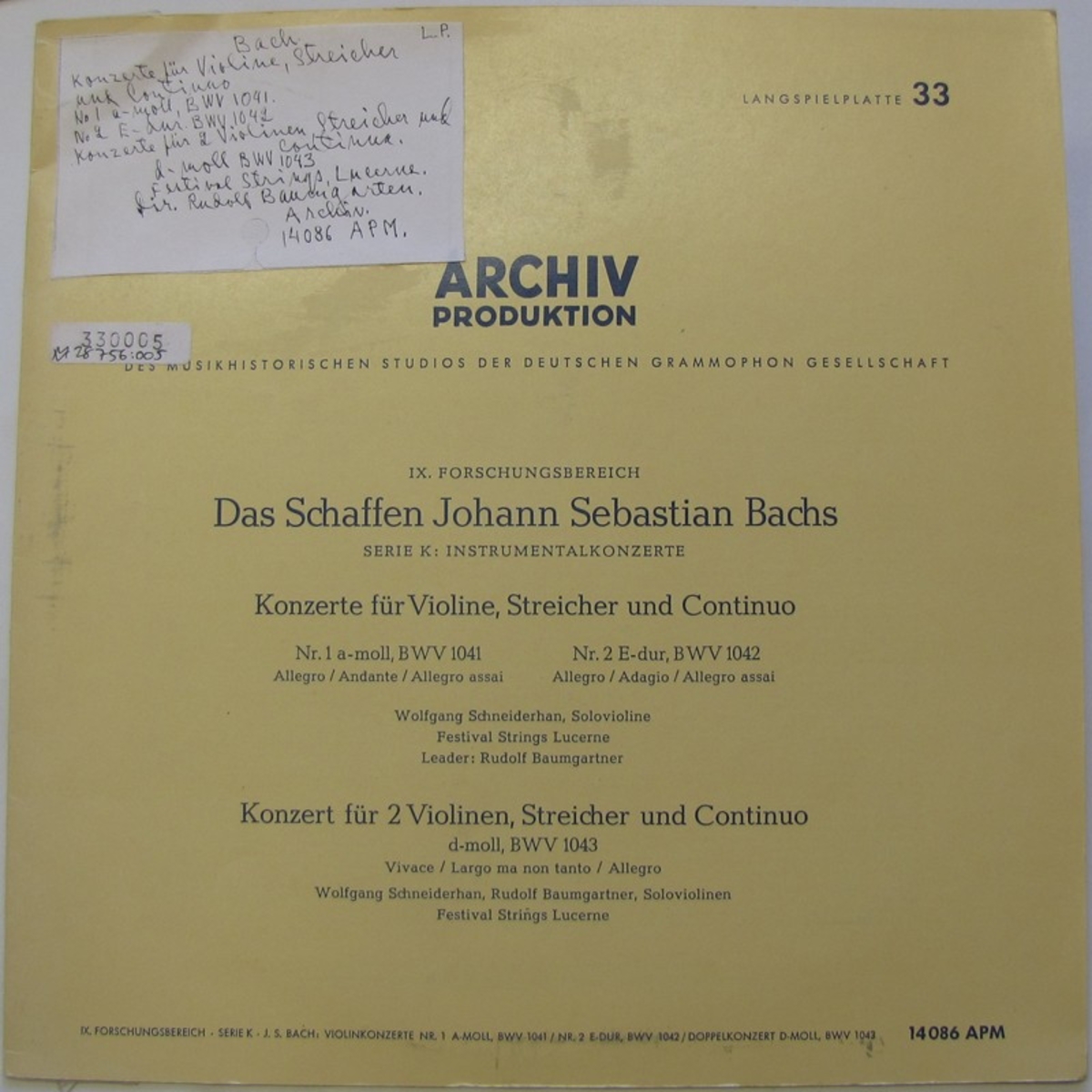LP-skiva av märket Archiv Produktion