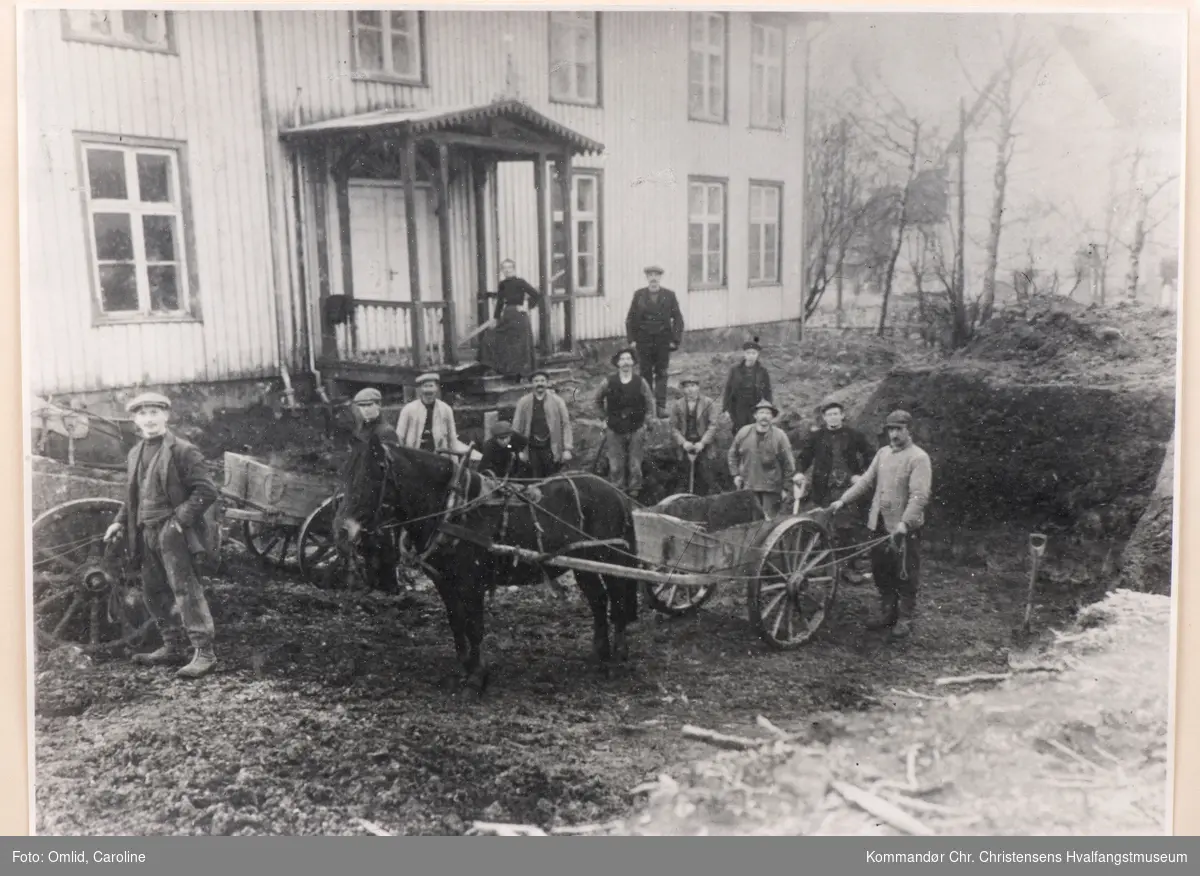 Sandar Herredshus. Prestegården - utgraving før tilbygg 1918.