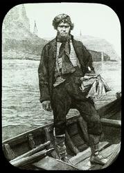 Færøyene: Mann med fiskeredskaper