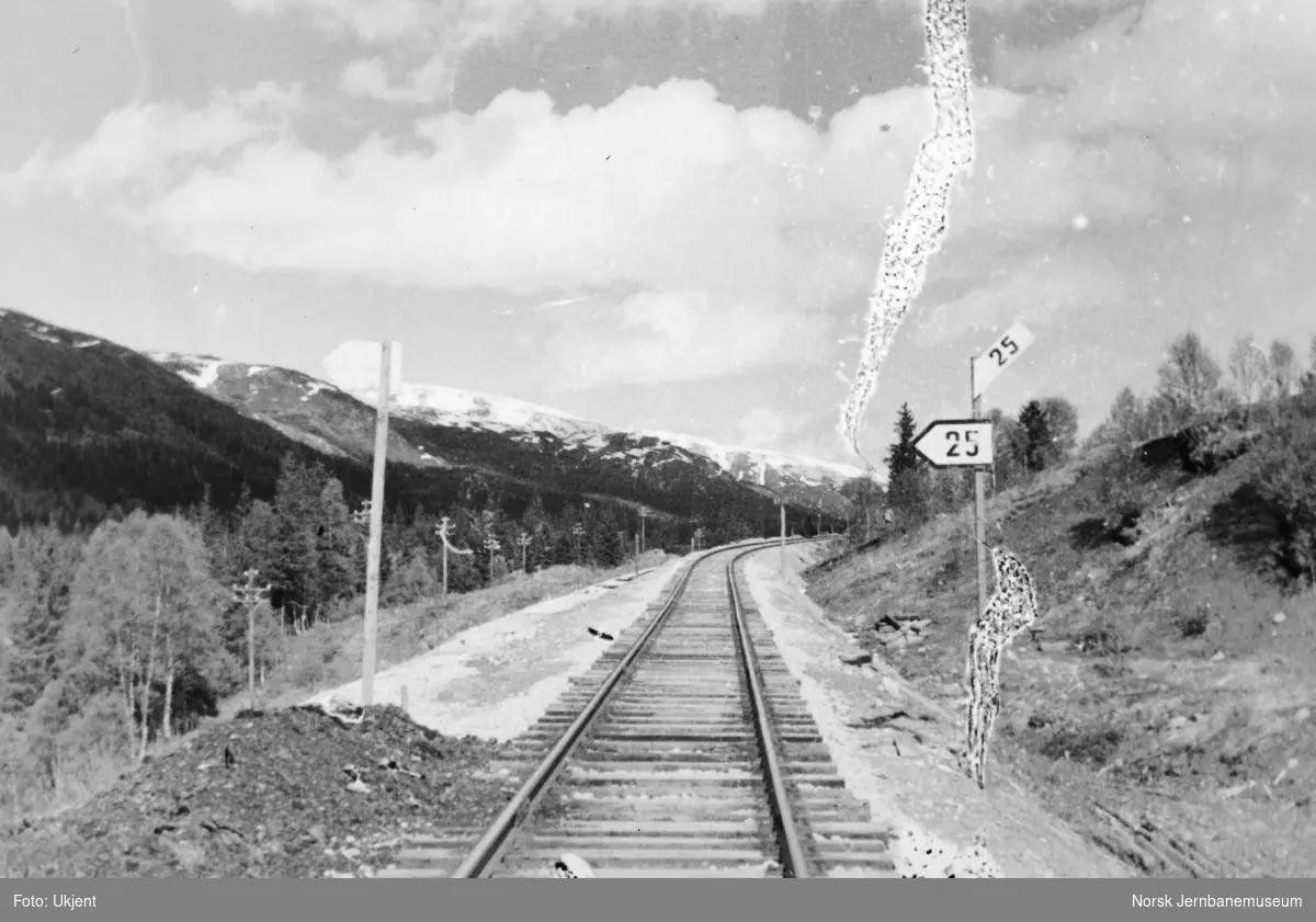 Anlegget Mosjøen-Mo i Rana : omlagt linje ved pel 2110 etter ras ved månedsskiftet september-oktober 1947