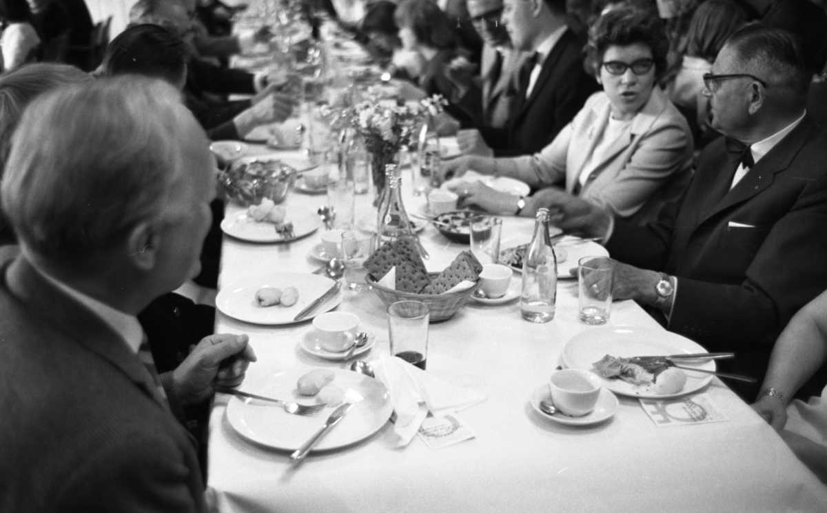 70 talets måltid, sommar fam. 16 juni 1965

Sällskap intar måltid vid dukat bord