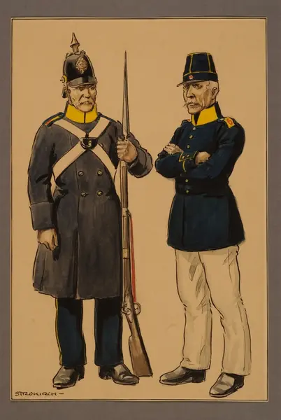 Plansch Med Uniform För Meniga Vid Västgöta Regemente 1845, Ritad Av ...