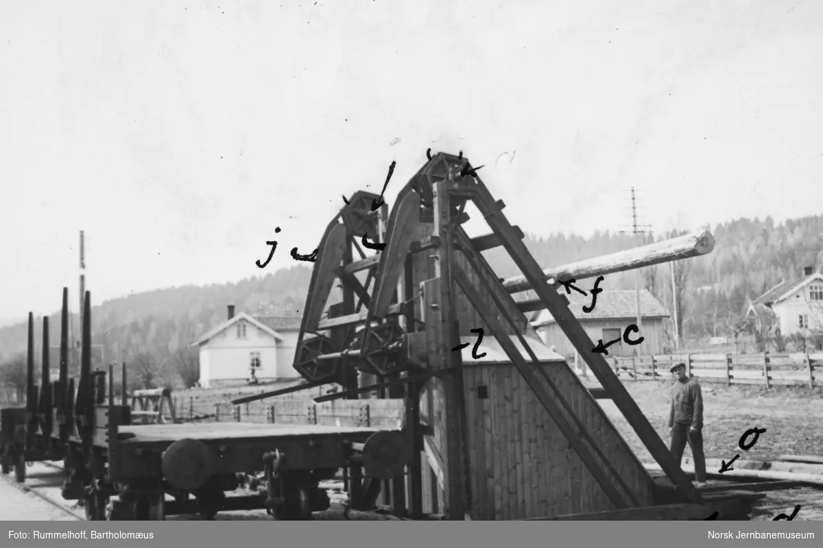 Lasteapparat for opplasting av tømmer på jernbanevogner - stakevogn N2 nr. 7541