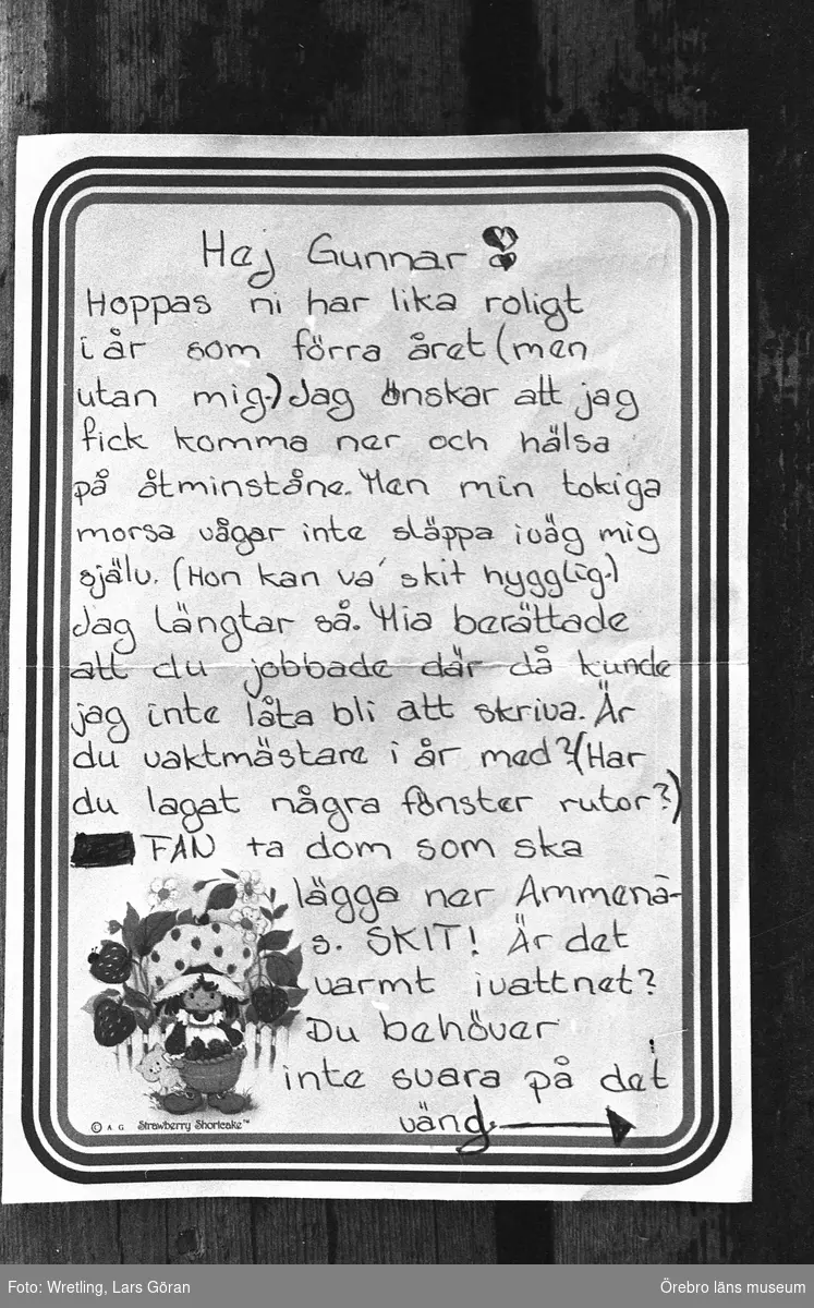 Sista Ammenäs sommaren  24 juli 1982.

Ammenäs skulle avvecklas från Örebro kommuns verksamhet. Koloniverksamheten var för dyr. Istället föreslogs att ekonomin skulle investeras i Ånnaboda.