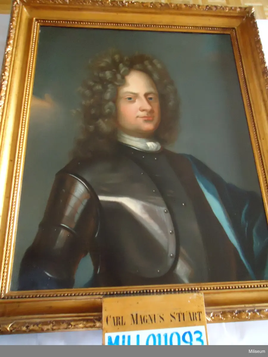 Porträtt i olja på duk av C M Stuart, inramad i förgylld träram.