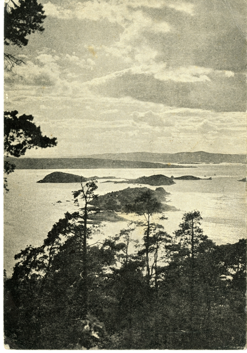 Postkort. Oslofjorden sett fra Ekeberg.
