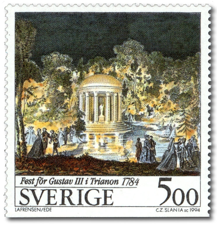 Fest för Gustav III i Trianon 1784, målning av Niclas Lafrensen d y.