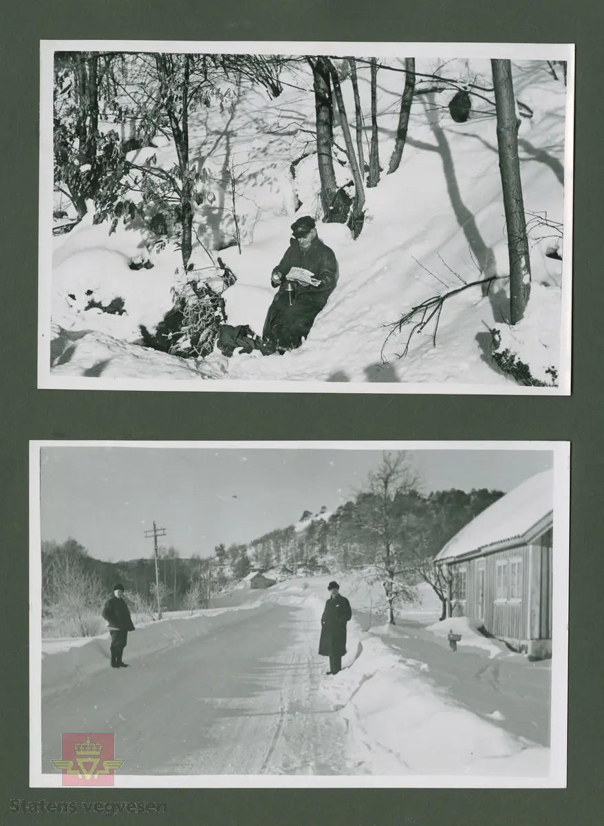 Kaffepause i snøen. Sannsynligvis er bildet fra vinteren 1939.
