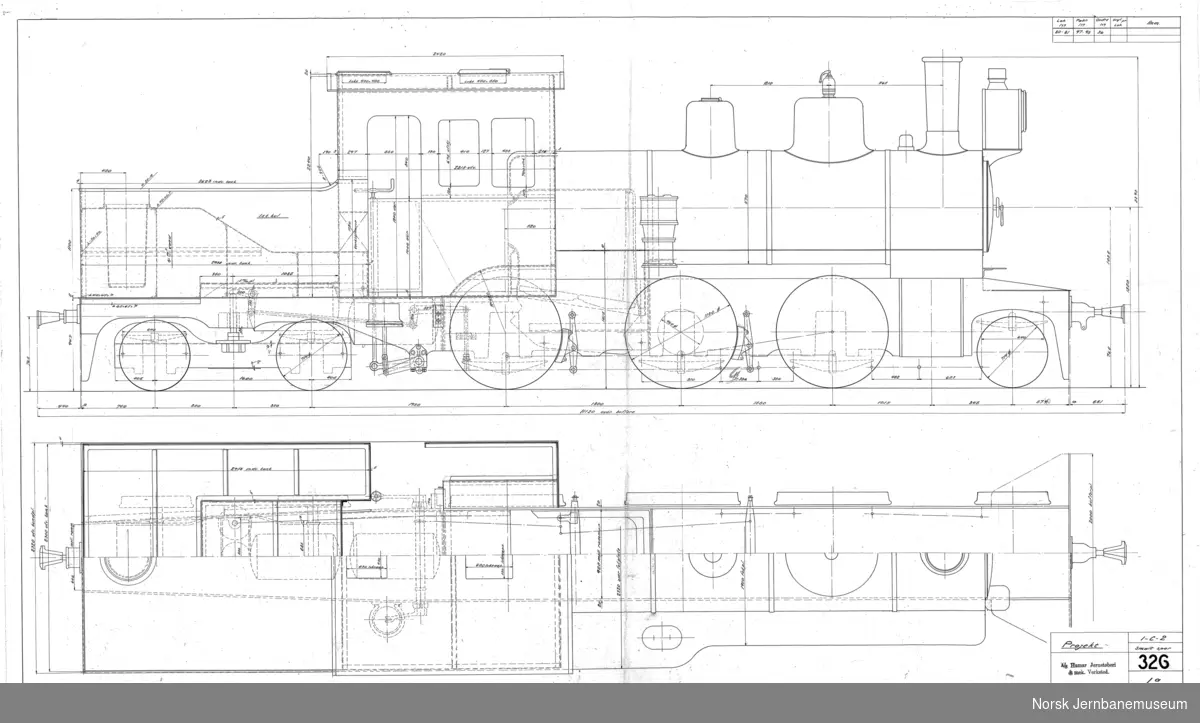 Damplokomotiv type XXVI
Tegning 326-1a, 326-1b, 326-2 og 326-3
