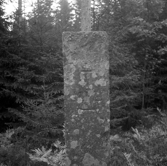 Foto av en milsten av sten, med mycket otydlig text:
" 1/4 MIL. "
1300 m ÖSÖ om Drevs nya kyrka. 0,5 m Ö om vägen. 
Gamla vägen Hornaryd-Braås. 
Källa: Kronobergs läns väginventering 1943.