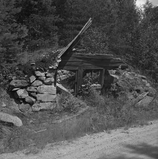 Vederslöv, Valeryd. En raserad backstuga. Signhildastugan före restaurering. 1946