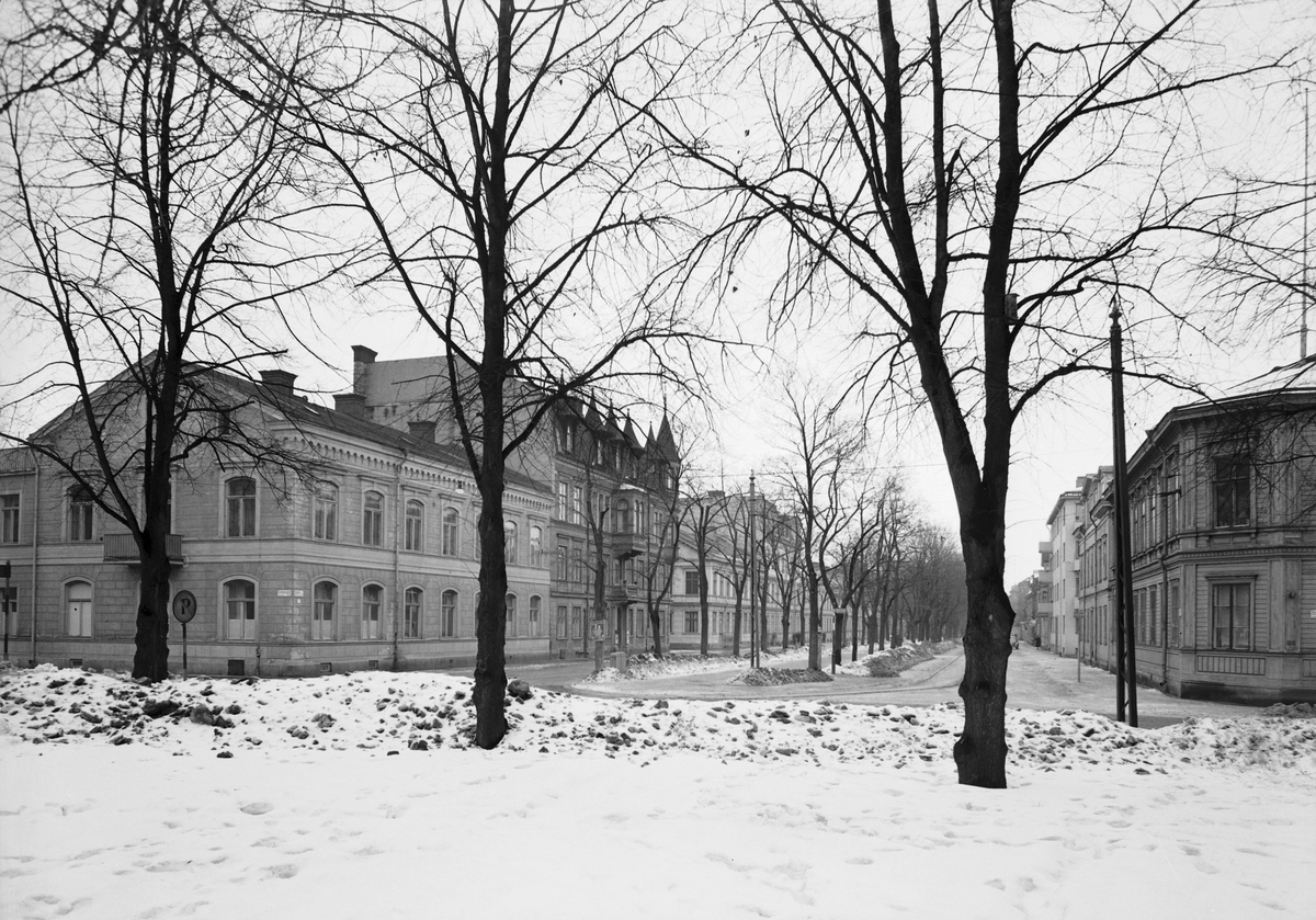 Nygatan från Kvarnparken. Den 23 februari 1951


